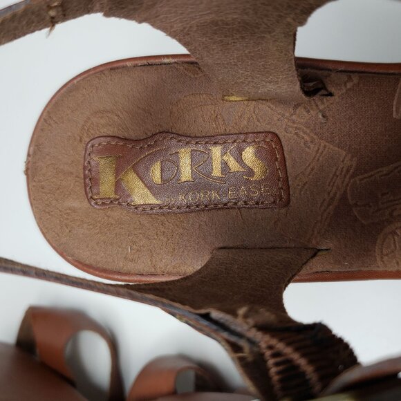 Korks by Kork Ease Platform Wedge Women's Della Brown Leather Strappy Buckled 10 - Picture 8 of 9